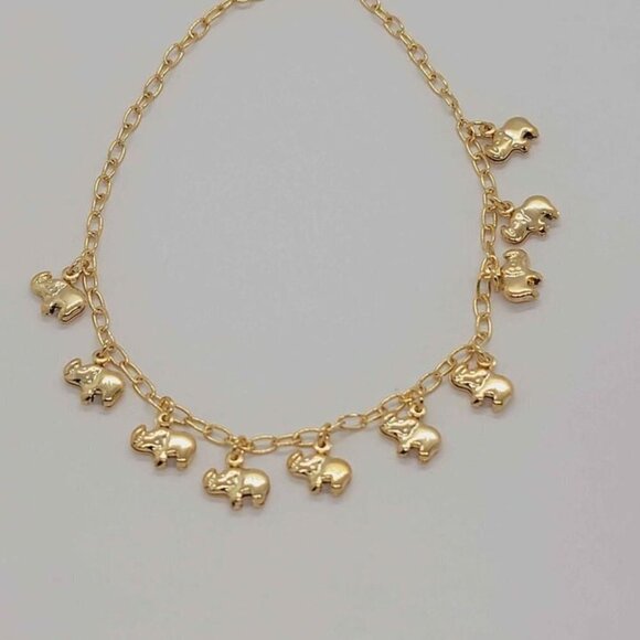 Brazilian 18k Gold Filled Multi Elephants Anklets - Picture 3 of 5